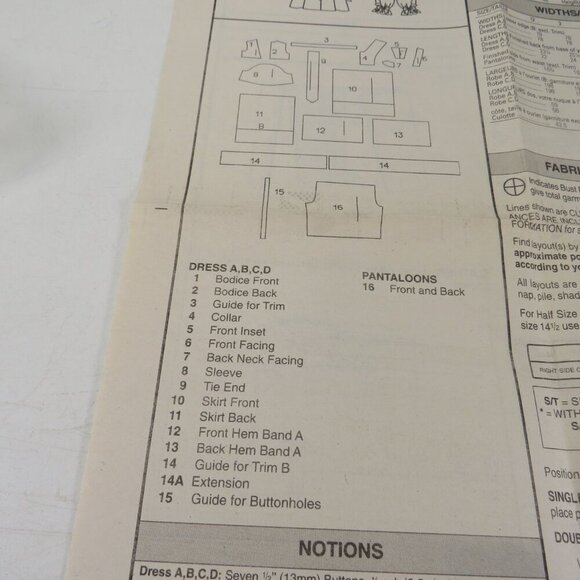 Butterick 3272 Clothing Pattern Child Dress, Bloomers - Pantaloons UNCUT - Picture 4 of 9